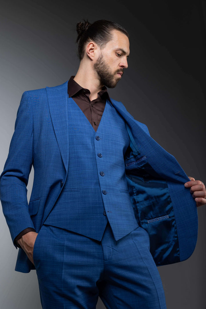 Three-piece blue suit