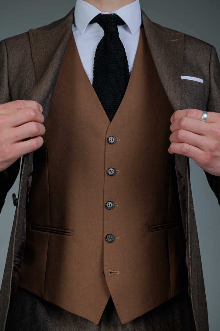Three-piece brown suit