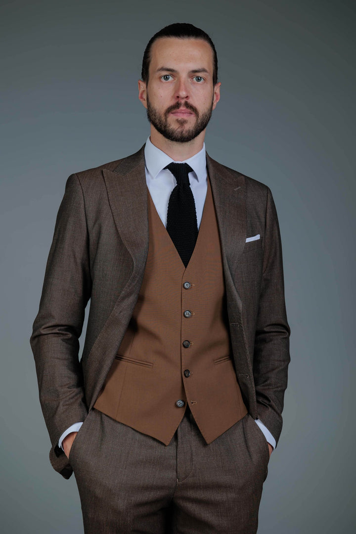Three-piece brown suit