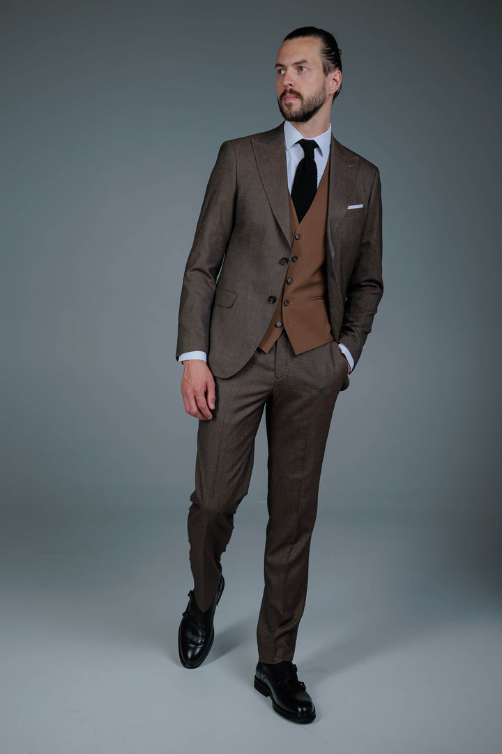 Three-piece brown suit