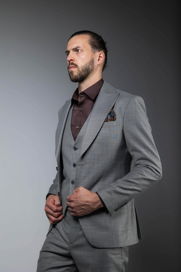 Three-piece light gray suit