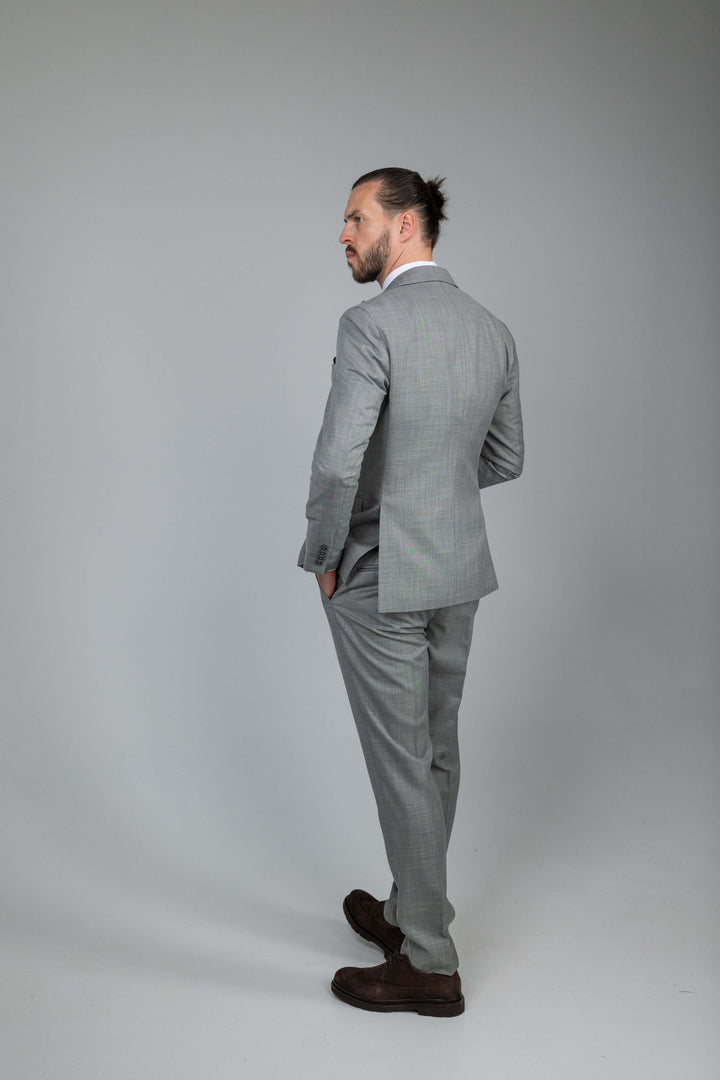 Three-piece light gray suit