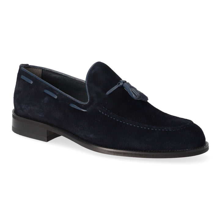 Blue suede loafers