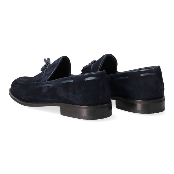 Blue suede loafers
