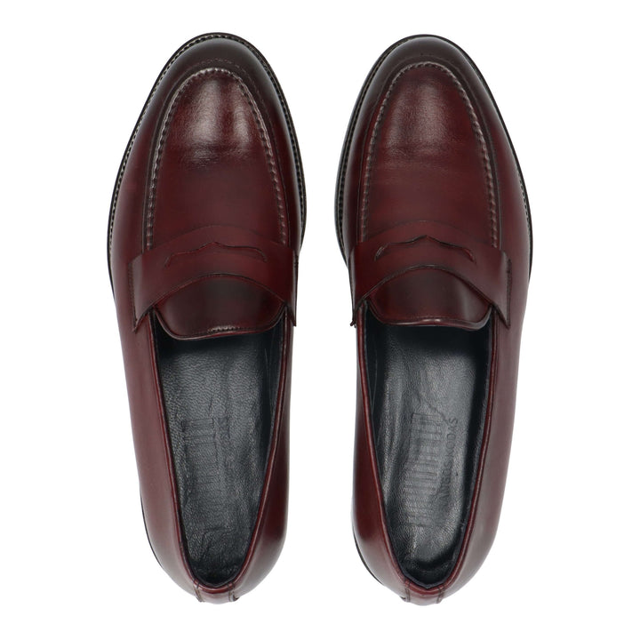 Burgundy leather loafers