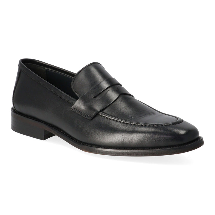 Black leather loafers