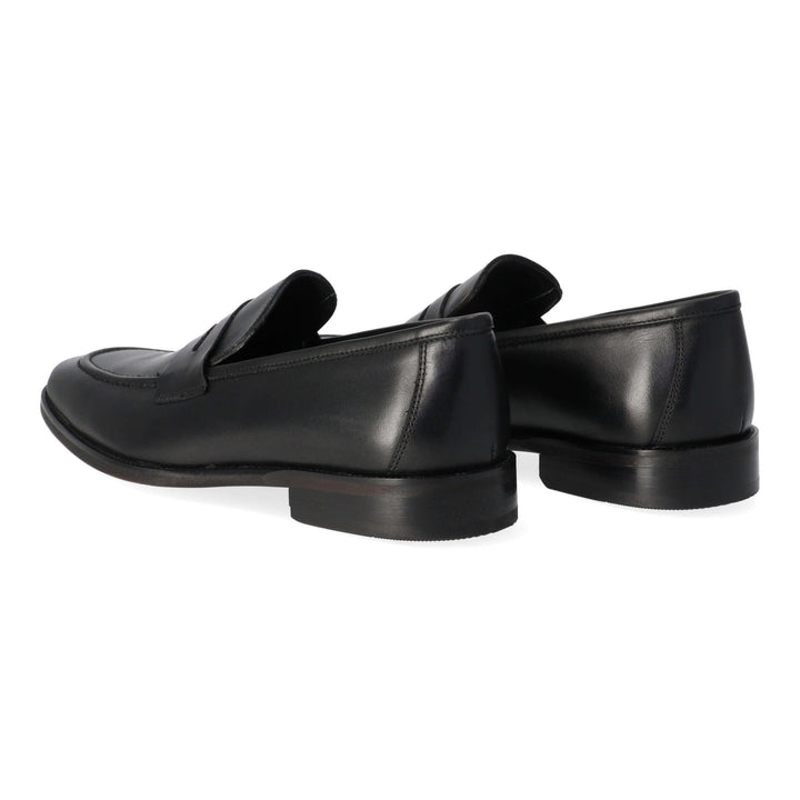 Black leather loafers
