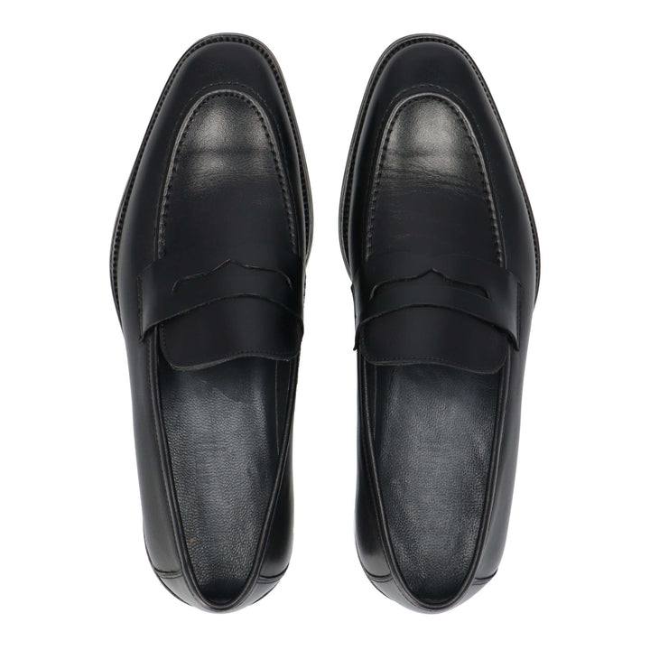 Black leather loafers