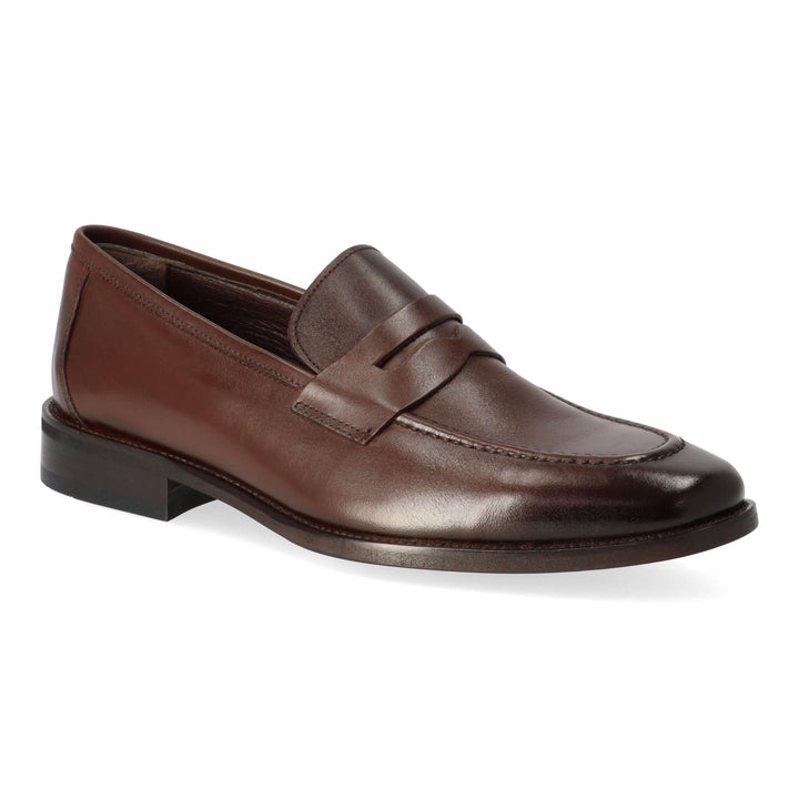 Brown leather loafers