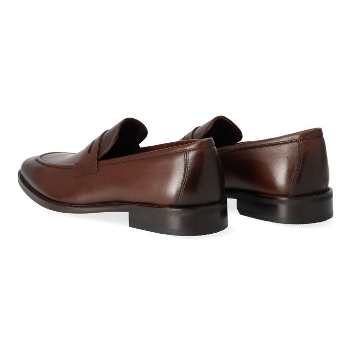 Brown leather loafers
