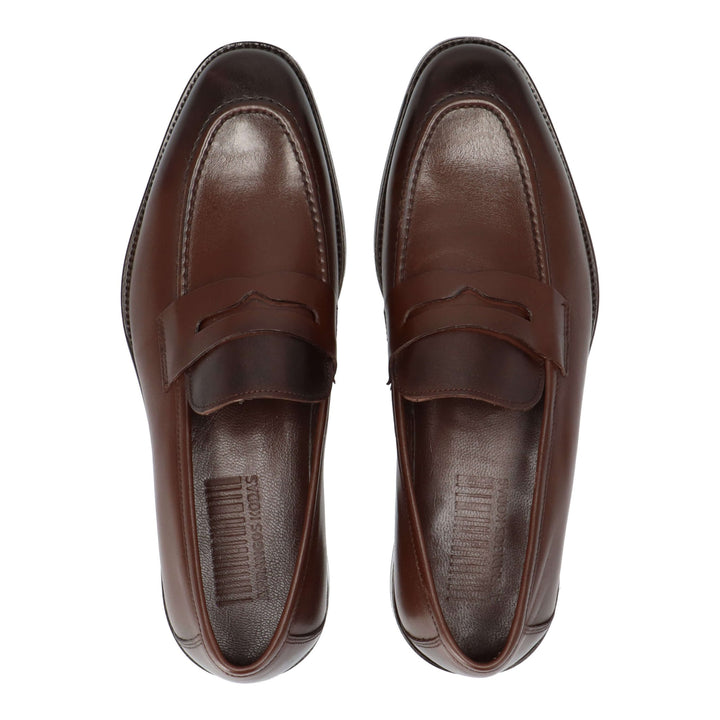 Brown leather loafers