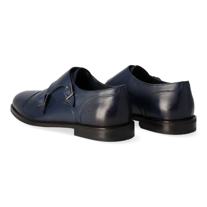 Blue leather monks with two buckles