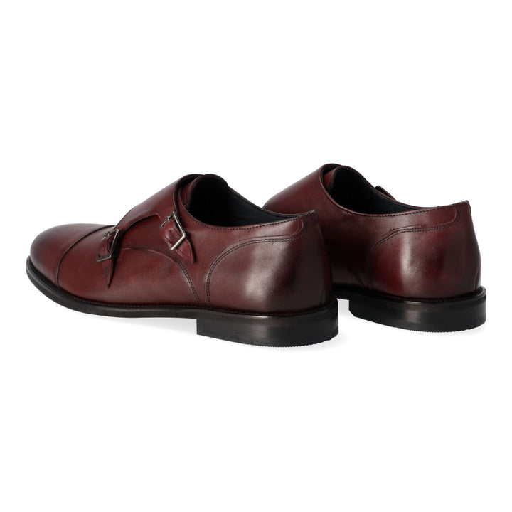 Burgundy Leather Double Buckle Monks