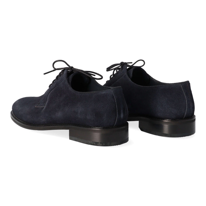 Blue suede derbies