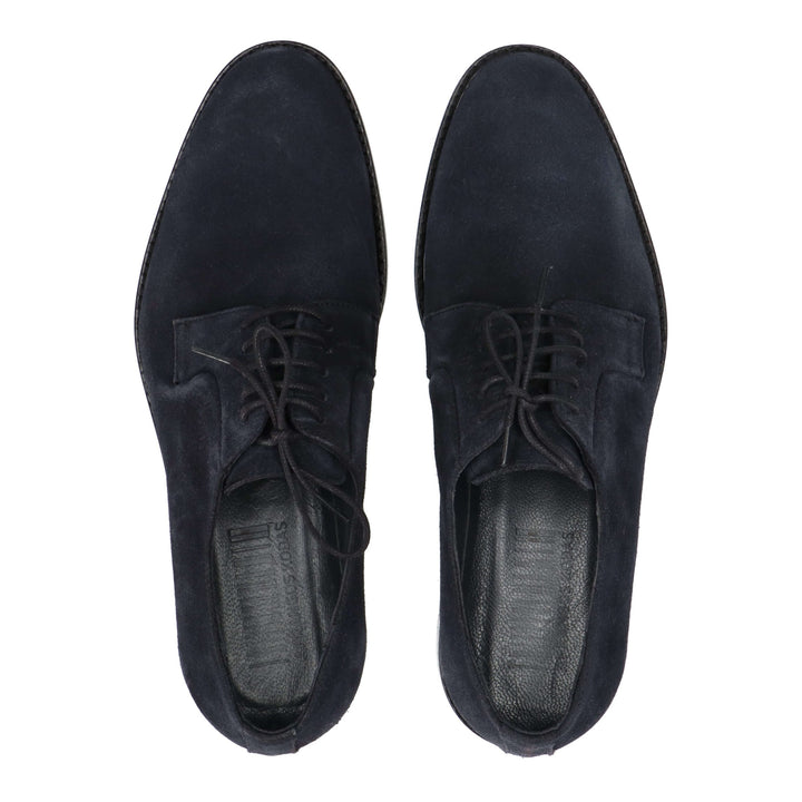 Blue suede derbies