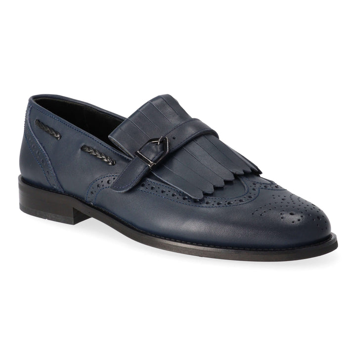 Blue leather loafers