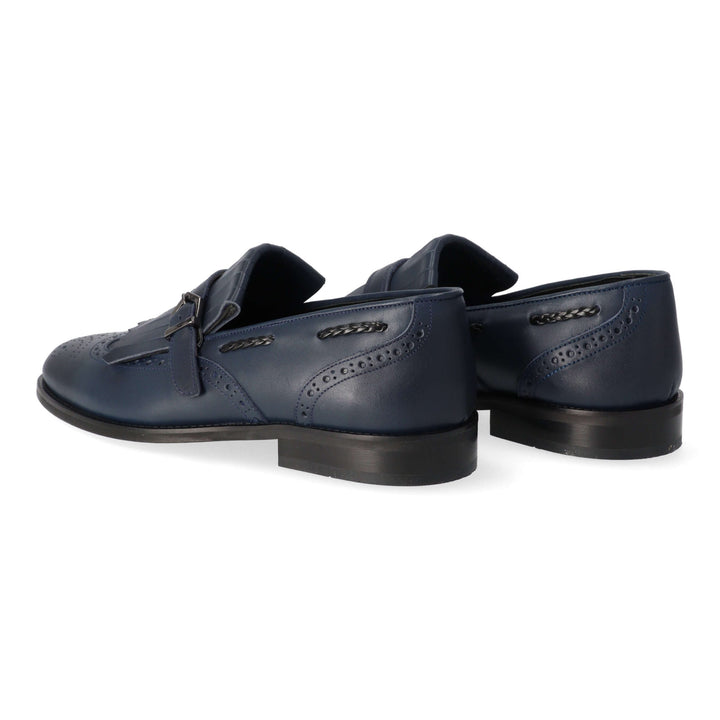 Blue leather loafers