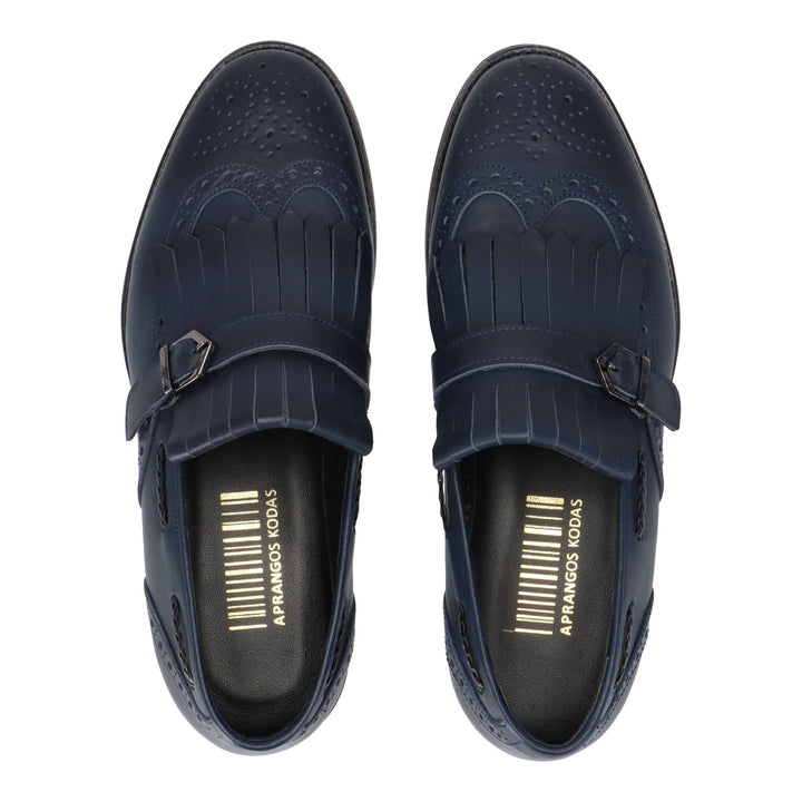 Blue leather loafers