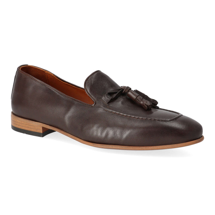 Brown leather loafers