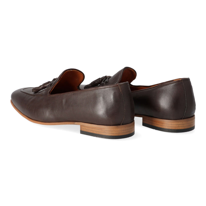 Brown leather loafers