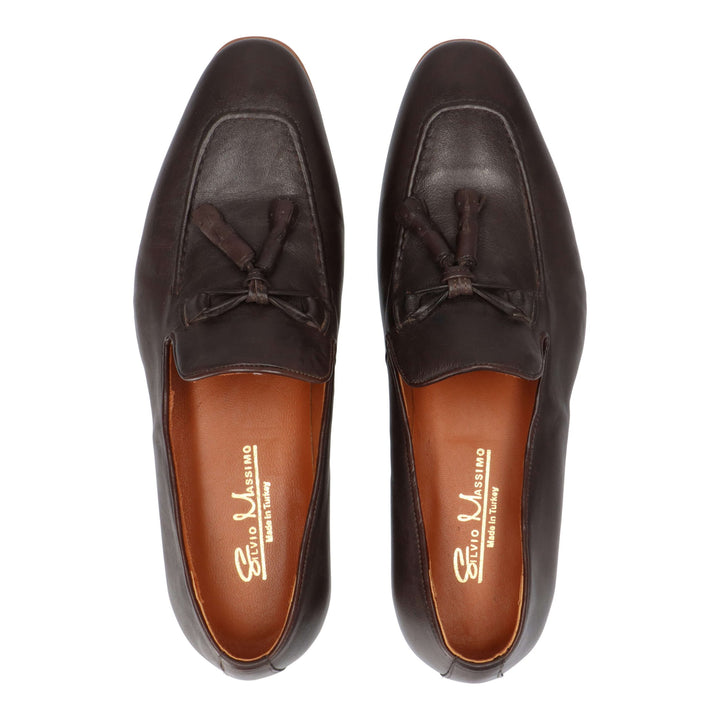 Brown leather loafers