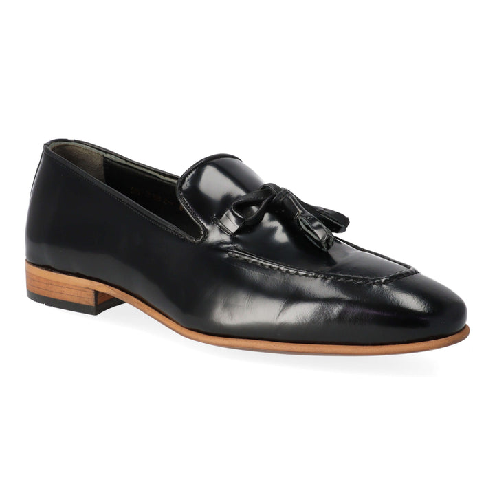 Black leather loafers