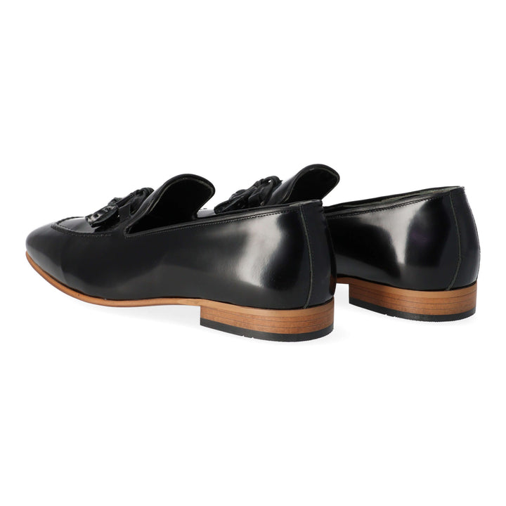 Black leather loafers