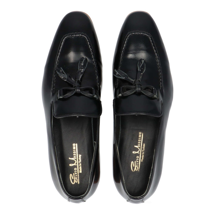 Black leather loafers
