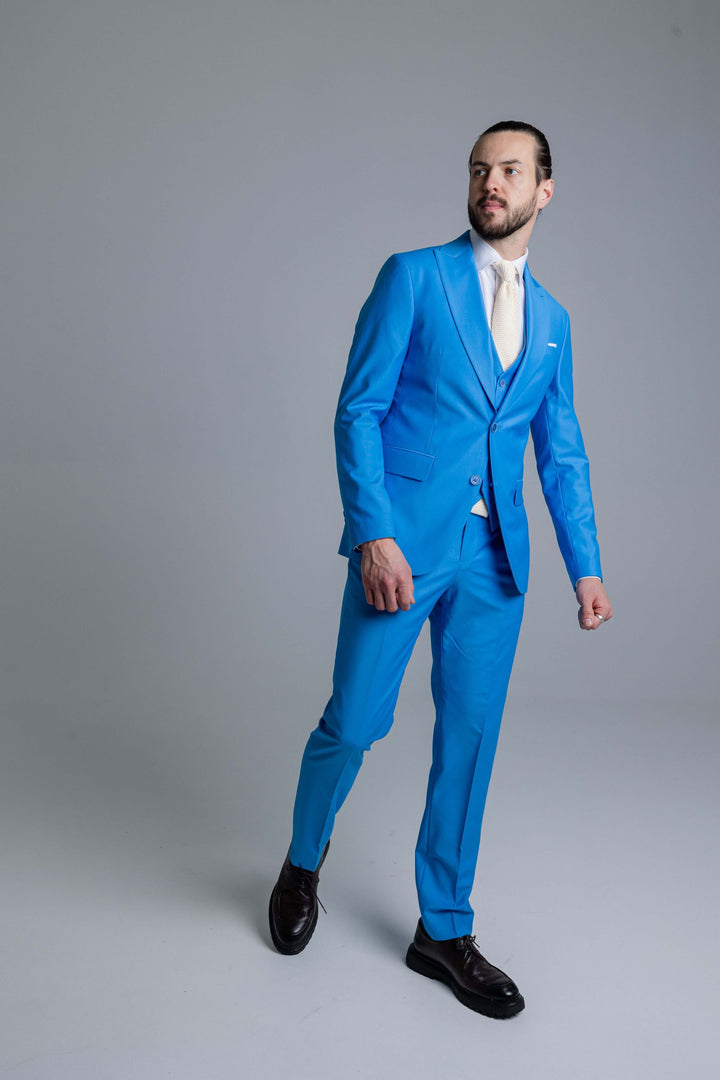 Three-piece blue suit