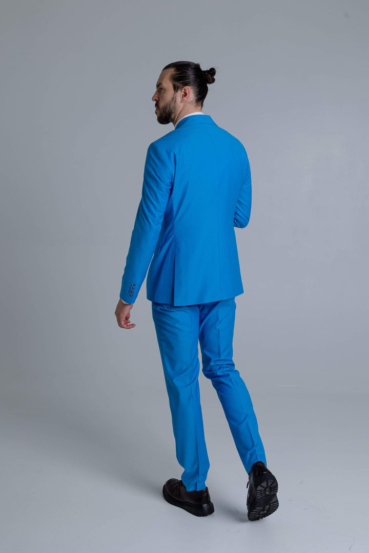 Three-piece blue suit
