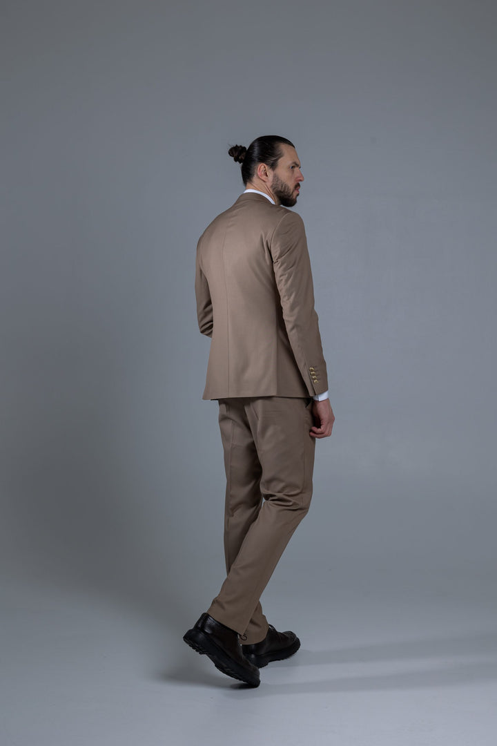 Three-piece light brown suit