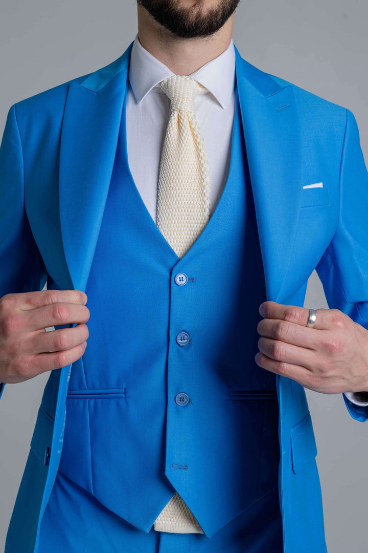 Three-piece blue suit