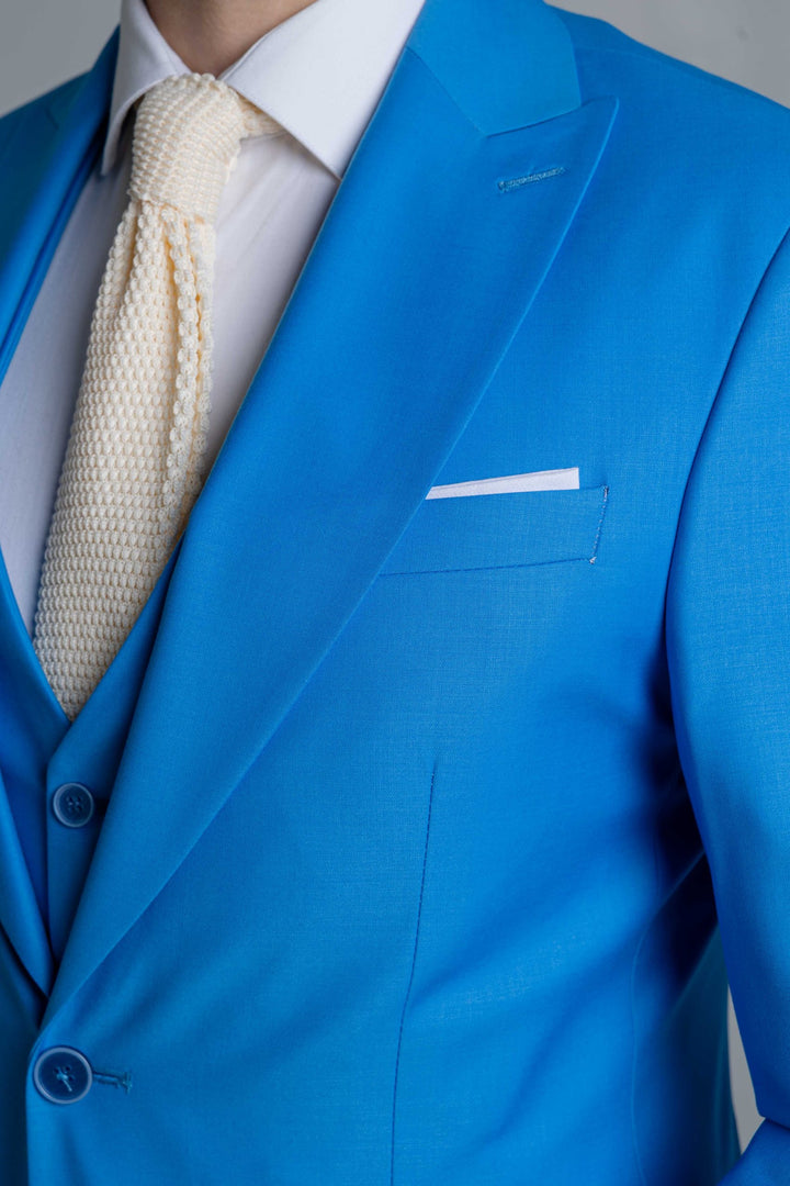 Three-piece blue suit