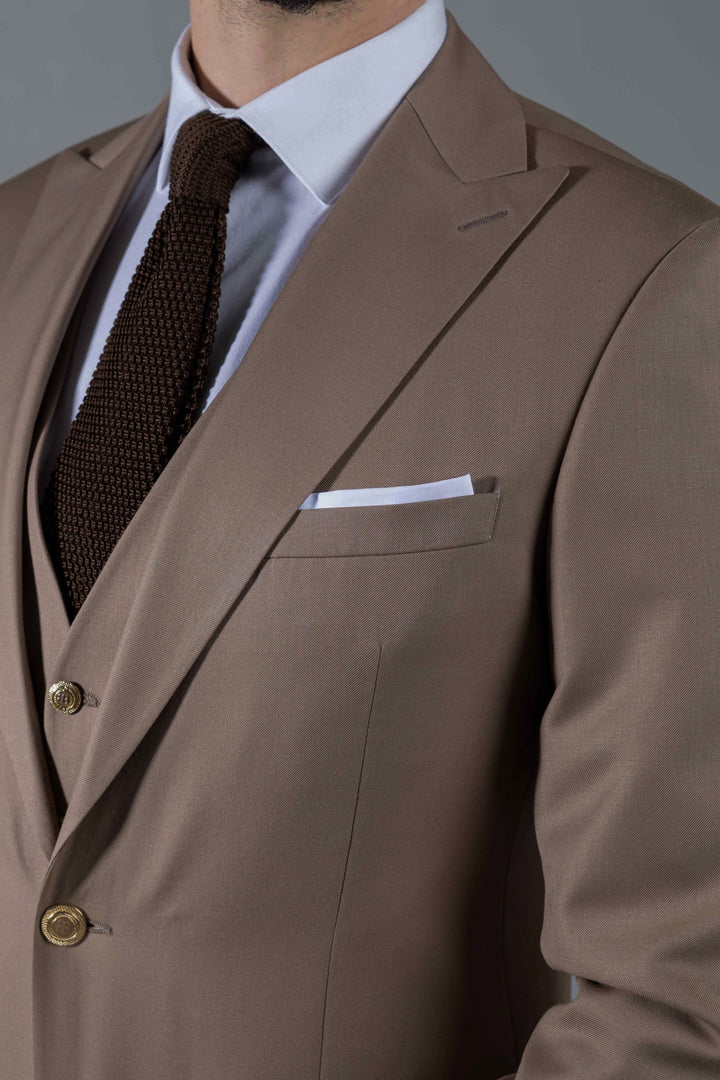 Three-piece light brown suit