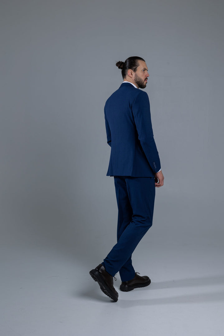 Three-piece blue suit