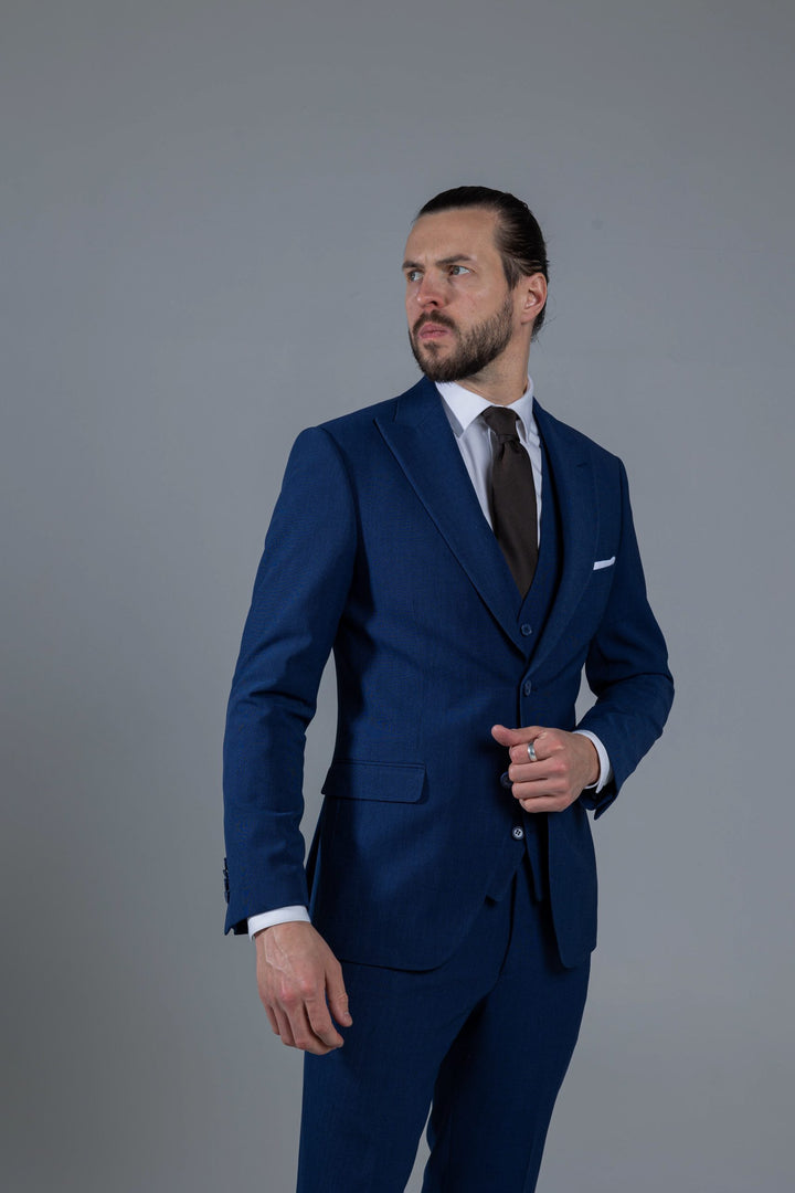 Three-piece blue suit