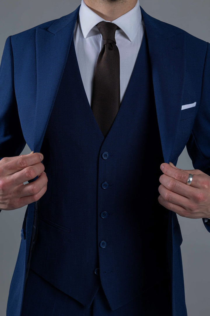 Three-piece blue suit