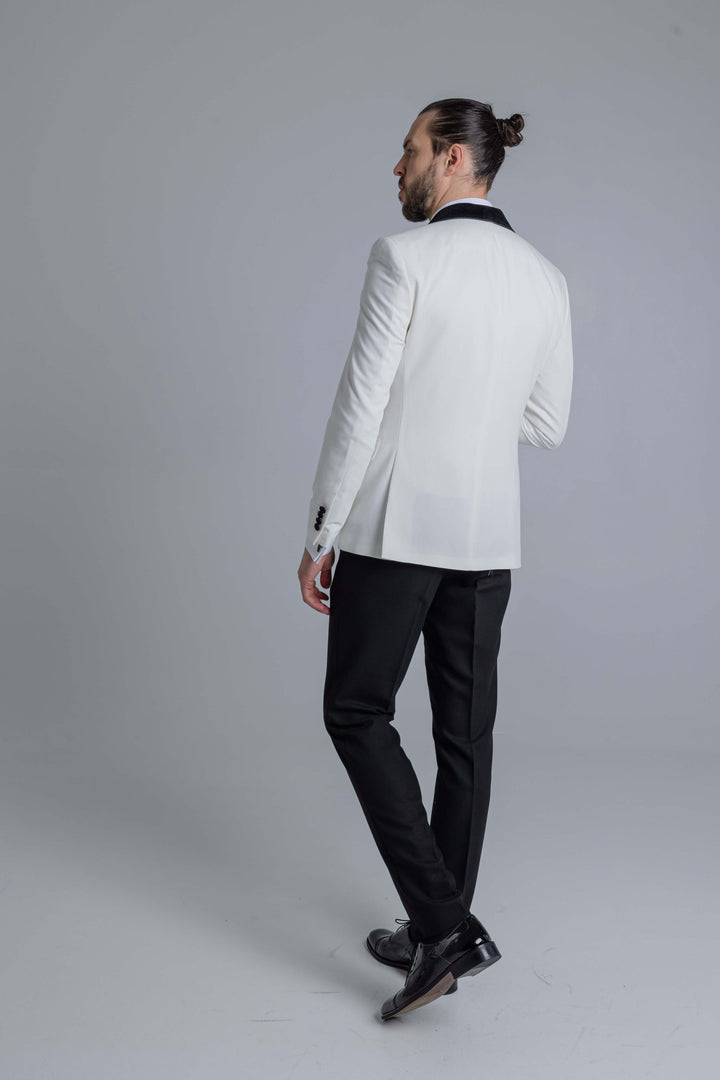 White tuxedo with velor lapels