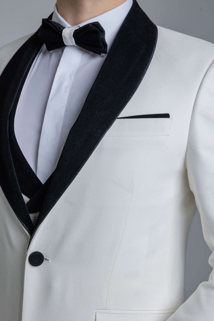 White tuxedo with velor lapels
