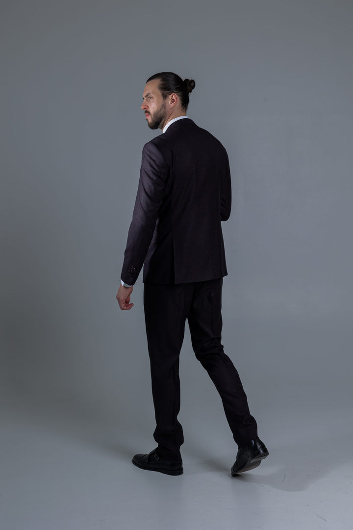 Three-piece dark burgundy suit