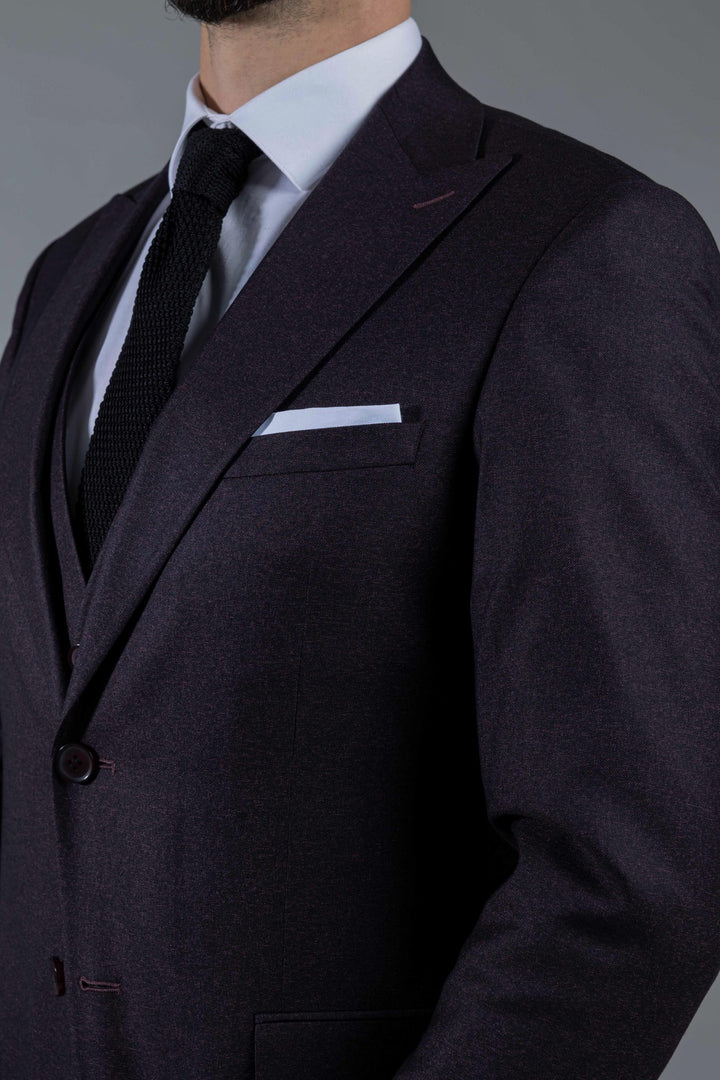 Three-piece dark burgundy suit