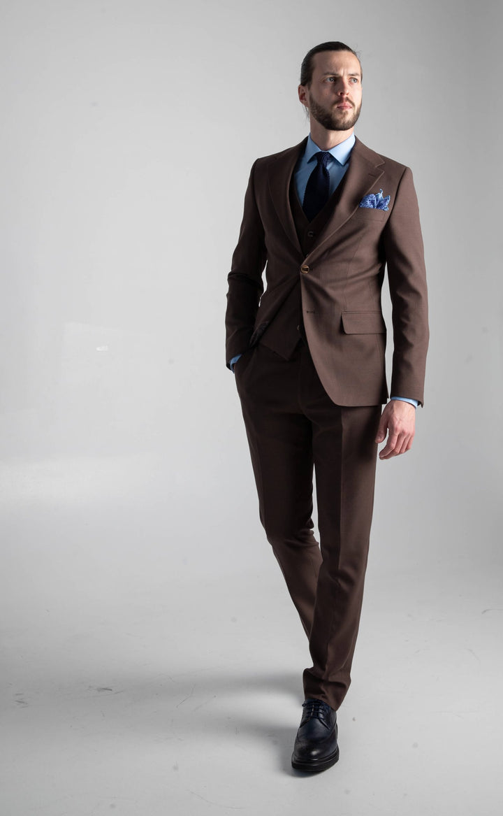 Three-piece brown suit