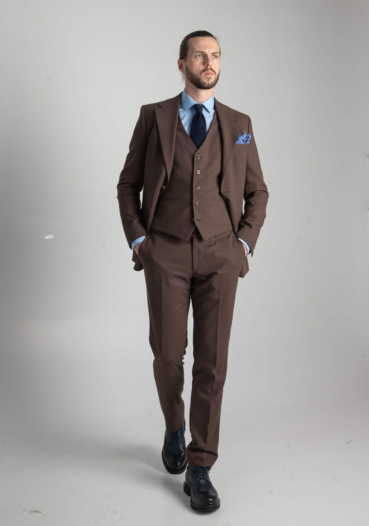 Three-piece brown suit