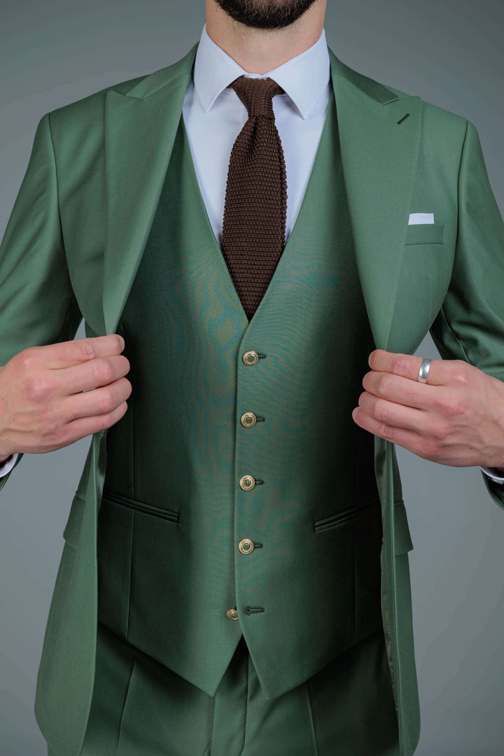 Three-piece light green suit