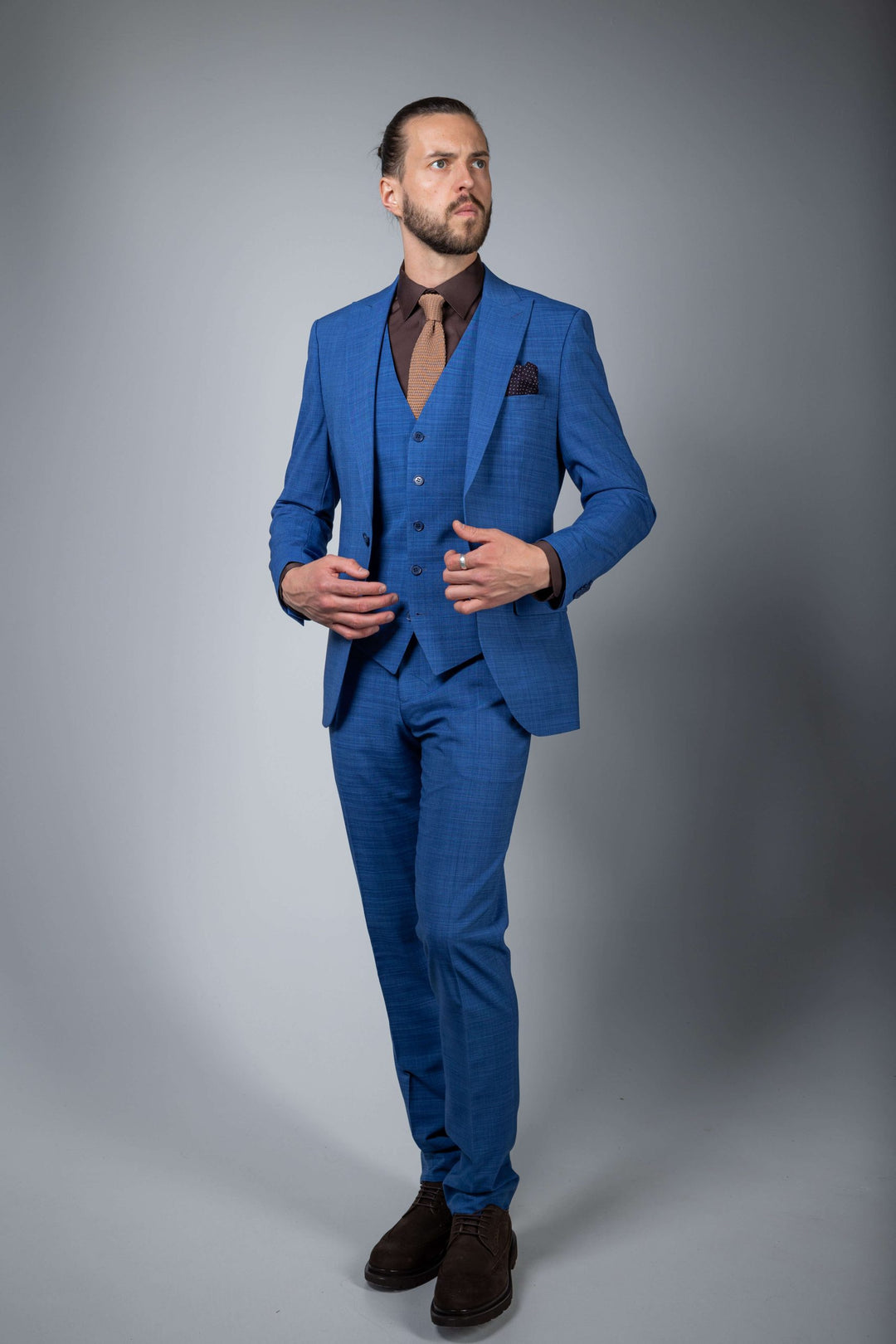 Three-piece blue suit