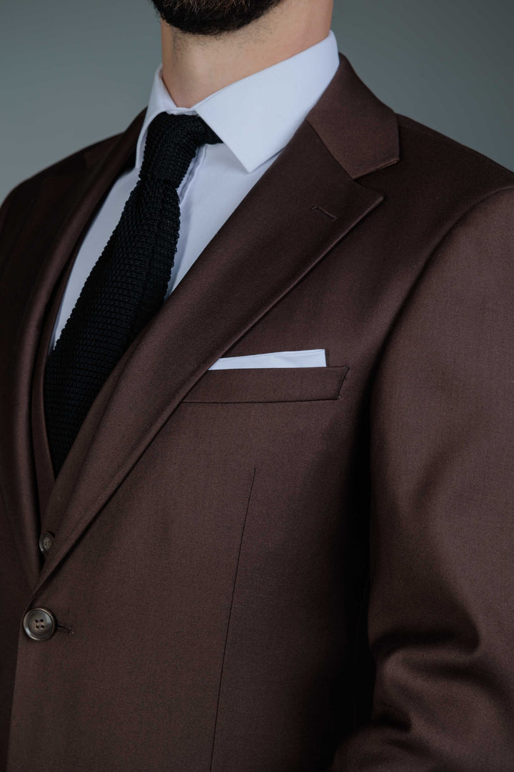 Dark brown three-piece suit