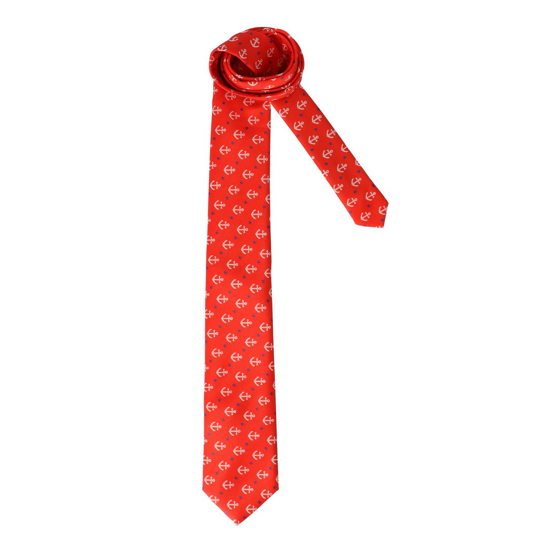 Red tie with anchors
