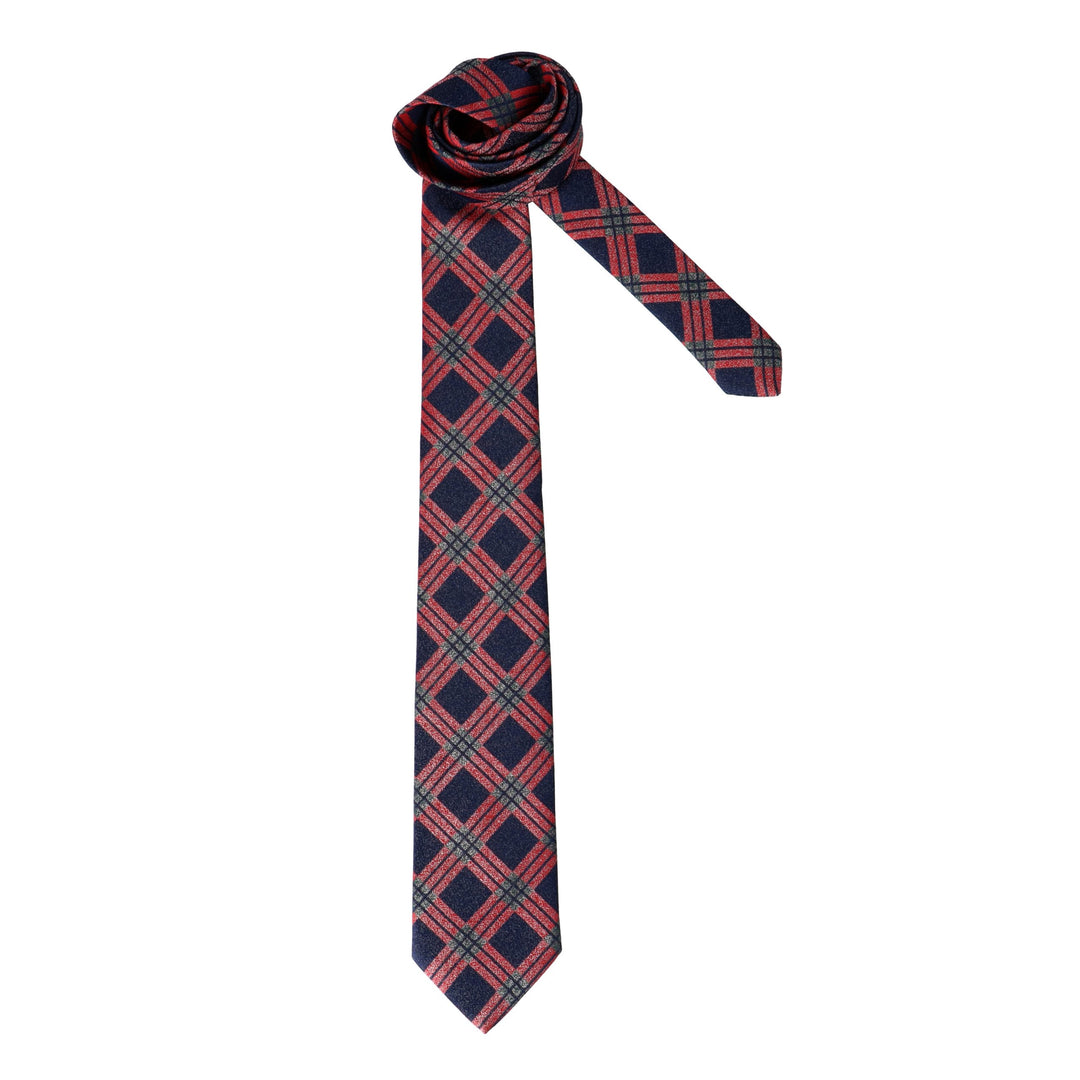 Бордовый клетчатый галстук