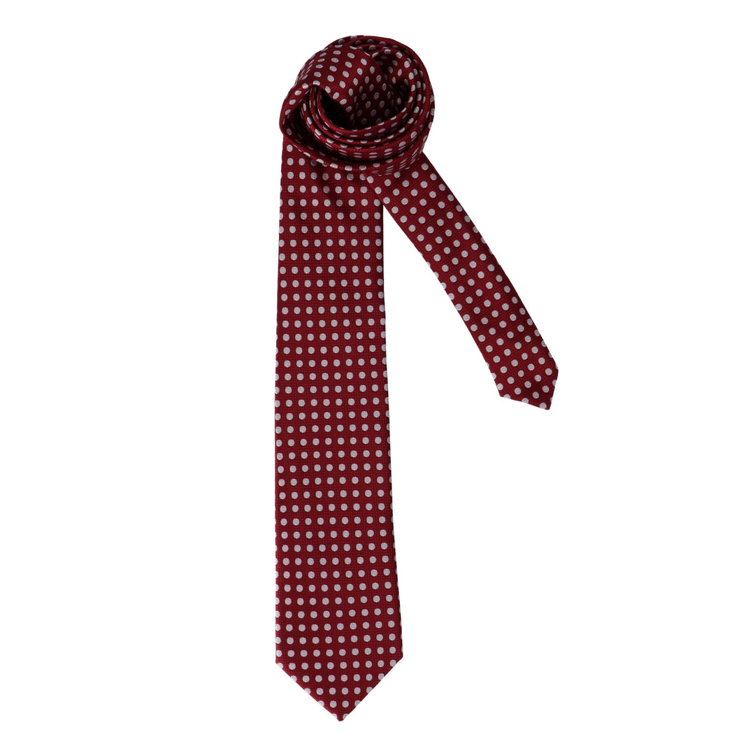 Burgundy tie with dots