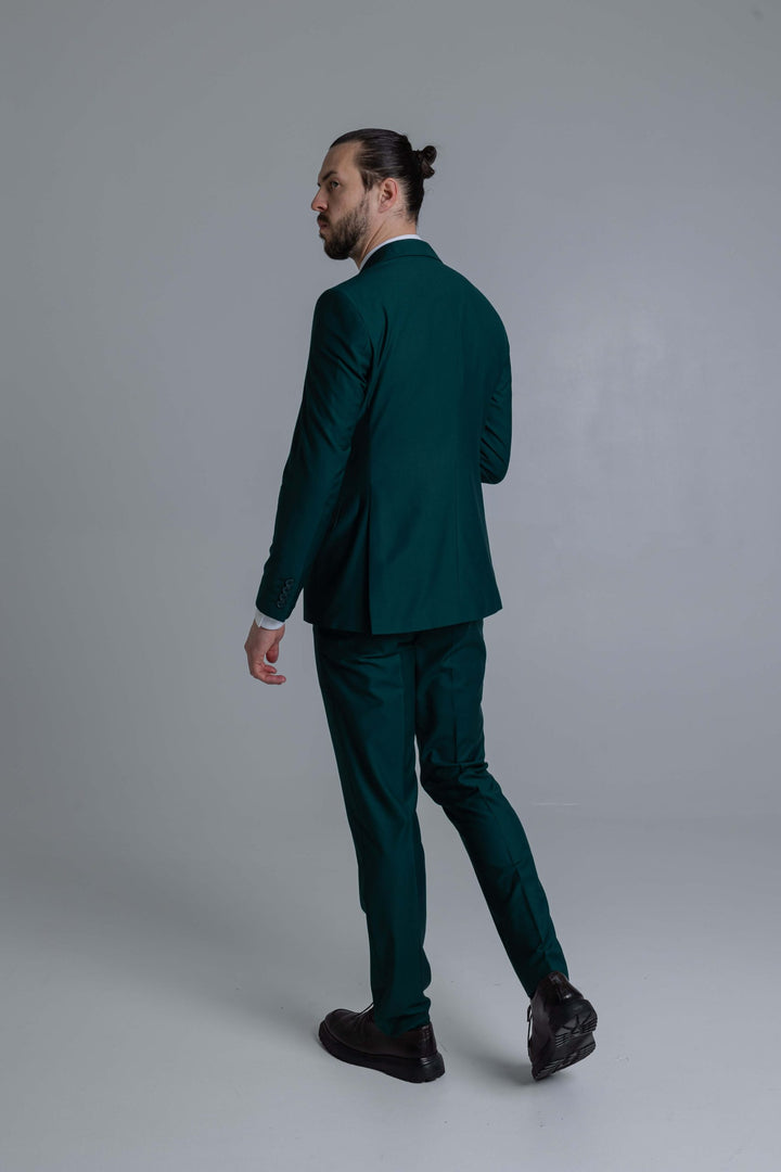 Three-piece green suit